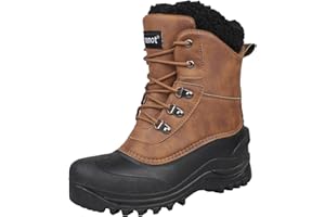 riemot Bottes de Neige Femme Hommes Confortable Chaussures de Hiver avec Fourrure Antidérapant Chaude Cuir Neige Bottines Impermeabilisant Chaussure Randonnée Boots de Trekking Outdoor