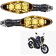 Miwings Universal Motorcycle Bright LED Amber Turn Signal Light Indicator Brake Lamps For Yamaha MT 15 (2.Pcs Amber Color Indicator)