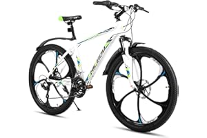 HH HILAND Hiland Mountain bike per adulti da 26 pollici, freni a disco anteriori e posteriori, 3/6 raggi, 18 velocità, unisex, forcella ammortizzata, telaio in alluminio leggero