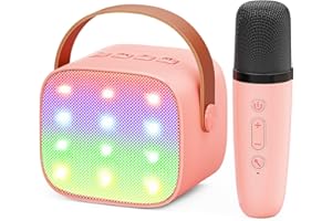 ANKUKA Karaoke Machine Kids Mini Karaoke Machine 2 Microphones for Kids and Adults, Kids Karaoke Machine for Girls with Voice Changer, Gifts Girls Toys for Boy 3 4 5 6 7 8 9 10+ Years (Pink)