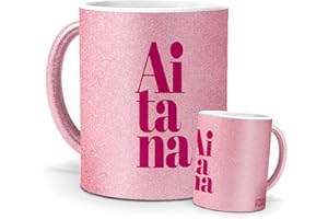 mundohuevo Tazas Únicas | Aitana | Edición Especial Purpurina Rosa | Mensaje Auténtico para Fans | Tazas para Café, Té... | Regalo para Fans de Cantantes.