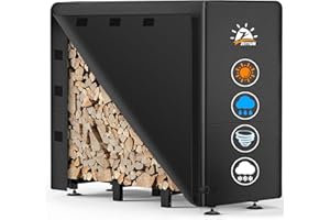 Zettum Kaminholzregal Abdeckung, Abdeckung für Holzregale Heavy Duty&Wasserdicht 600D PU Beschichtung Abdeckung für Brennholzregal Abdeckplane aussen (121 L x 61 W x 124 H cm)