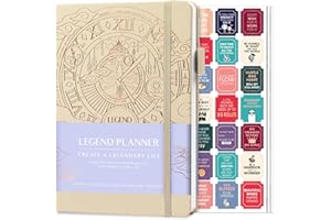 Legend Planner - Meilleur agenda hebdomadaire et calendrier mensuel pour augmenter la productivité, atteindre les objectifs et gérer le temps-maître - A5, non daté - Coquillage, Feuille d'or