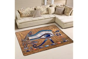 Naanle Egyptian Horus Eye Non Slip Area Rug for Living Dinning Room Bedroom Kitchen, 60 x 90 cm(2' x 3' ft), Ancient Egypt Nursery Rug Floor Carpet Yoga Mat