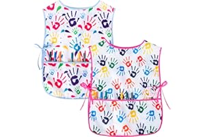 NIDOUL Kids Art Smock Girls Boys Artist Painting Apron with Pockets Sleeveless Smocks for Child 2-7 Years