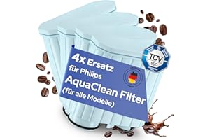 MILUX® Wasserfilter Ersatz für Philips & Saeco Aqua Clean [4er Set] - Philips Filter Aquaclean - Saeco Kaffeevollautomat Xelsis - Filterkaffemaschine Latte Go & Co - TÜV zertifiziert