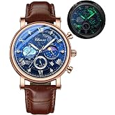FANMIS Men's Classic Multifunctional Military Sports Analog Watch Business Dress Waterproof Luminous Chronograph Starry Sky M