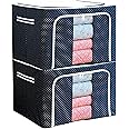 Shopopoye Organisers Storage Box for clothes- cloth organizer for storage- Clothes Storage box- foldable storage box- cloth storage box for wardrobe, saree, dress, Almirah, cupboard (66 Ltr- Set of 2)
