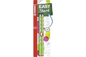 Lápiz de grafito ergonómico STABILO EASYgraph - Blíster con 2 unidades - Color verde - Para diestros