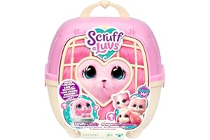 SCRUFF-A-LUVS SCRUFFALUVS Little Live Pets Scruff Mascota Rosa - Peluche Sorpresa, 19 cm - Lava para Descubrir 1 de 3 Mascotas rescatadas: Perrito, Conejito o Gatito - Incluye un transportín Deluxe de 22 cm