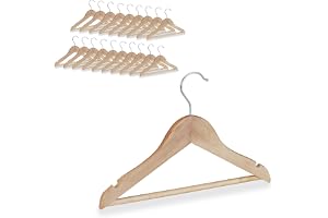 Relaxdays barnklädhängare, 20-pack, byxhängare, skjortor, natur