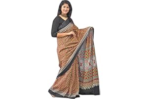IMTRA FASHION Handbedruckter Indischer Saree Aus Reiner Baumwolle Mit Blusenteil