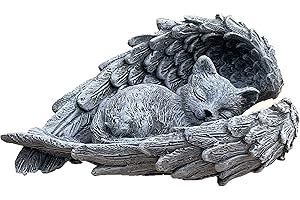 STONEANDSTYLE Stone and Style - Decorazione per tomba a forma di gatto sull'ala resistente al gelo