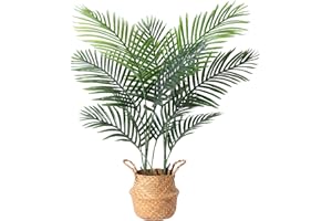 Ferrgoal Artificial Plants Areca Palm Trees with Seagrass Basket 110cm Large Fake Faux Plastic Plants for Home Indoor Outdoor Bedroom Decor 1Pcs