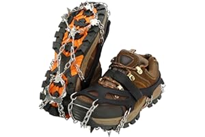 ‎IPSXP IPSXP Steigeisen,19/26 Zähne Verdickte Edelstahl Spikes und langlebiges Silikon für Schuhe Winter,Schuhkrallen Anti Rutsch Schuhspikes für Winter Outdoor Klettern Bergsteigen Trekking（Schwarz/Orange）