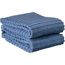 Lot De 6 Torchons Ritz 100% Coton éponge - 30,5 X 30,5 Cm - Très Absorbants - Motifs Assortis Bleu Fédéral