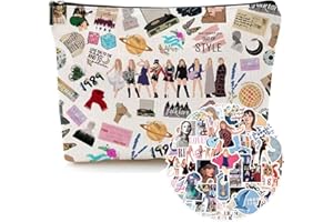 ZESNICE Taylor Gifts Makeup Bag and Stickers, Taylor Merchandise Friendship Gifts Merch Stuff Item for Girls Singer Fan Makeup Bag Merchandise for Women Friends Sister Birthday Zipper Pouch