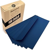 100 Enveloppes DIN Long Bleu Nuit Neuser - 220x110 Mm, Papier 110 G/m², Fermeture Adhésive - Qualité Allemagne