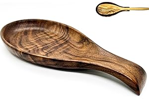 Kityemo Walnut Wooden Spoon Rest Cooking Spoon Holder Organizer Heat-Resistant Wood Utensil Rest, Spoon Holder for Stove Top, Kitchen Utensil Holder for Ladles, Turner, Brush, Spatula& More