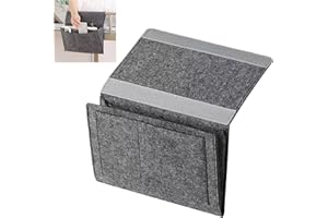 GMYIAK Nachttisch-Organisator, 5 Fächer Filz Nachttisch-Organisator, Haus Schlafzimmer Wohnzimmer College Schlafsaal Nachttisch hängende Veranstalter Wasserflasche, Magazin, Telefon, Gläser (Grau)