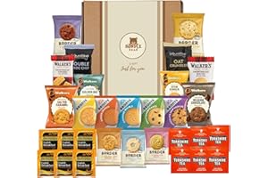 BUNDLE BEAR Tea & Biscuits Gift Set – Afternoon Tea Hamper with Assorted Biscuits & 12 Premium Tea Bags (Twinings & Yorkshire) – Gift Hamper for Women, Men & Couples – Thank You Hamper (Gift)