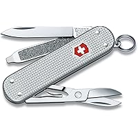 Victorinox Classic Alox Swiss Army Pocket Knife, Small, Multi Tool, 5 Functions, Scissors, Nail File, Silver