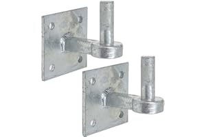 WHITE HINGE 2X Heavy Duty Galvanised 19mm Hook Plates - Farm/Field Gate Square Hanger Pin Hinges