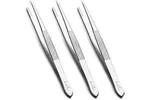Beaditive T-005 5.5-inch Sewing Machine Tweezers Set (3-pc) Serrated Straight Tips | Professional Grade, High Precision | Stainless Steel