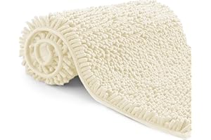 Poligono Alfombra baño de Microfibra, Alfombrilla de Pelo,Longitud 40 x 60 cm, Suave, Antideslizante,Beige