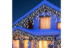Qedertek Luci Natale Esterno Cascata 10M 432 LED Tenda Luminosa Bianco, Luci Natalizie da Esterno con Telecomando, 8 Modalità, Timer Luci Decorazione Natale per Feste, Finestra, Balcone (Cavo Verde)