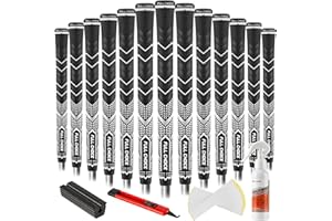 Full Choice Rubber Golf Grips 13 Pack, High Traction, Non-Slip, Advanced Texture, Choose from 13 Grips or 13 Grips with Regripping Kit, Standard/Mid/Jumbo Size, 4 Colors Available RG01 Golf Club Grips