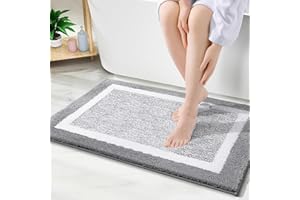 ‎SMIRY smiry rutschfeste Badezimmerteppich, Super Weich Saugfähig Badematte Waschbar Badteppich Flauschiger Duschvorleger für Badezimmer Mikrofaser Badvorleger Badematten- 50x75 cm, Grau