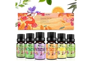 ISURI Ätherische Öle Set für Diffuser, 100% Rein Naturrein Essential Oil Aroma Diffuser Öl für Aromatherapie Duftöl Diffuser 6X10 ml, Lavendel, Minze, Teebaum, Eukalyptus, Zitronengras, Süßorange