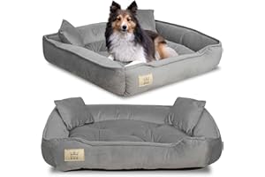 KING DOG Letto per Cani Grande Taglia L 100x75 cm | Letto per animali domestici, Morbido e accogliente | Divano per Cani Adatto al Lavaggio | Cuccia Cane Interno | Brandina per Cani Grigio