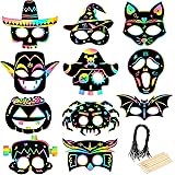 22pz Scratch Art Maschere per Bambini LANMOK Scratch Art Maschere Halloween Scratch Art Maschera DIY Animale per Feste Masche