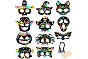 22pz Scratch Art Maschere per Bambini LANMOK Scratch Art Maschere Halloween Scratch Art Maschera DIY Animale per Feste Maschera Cosplay Halloween Party Supplies Vestirsi Bambino