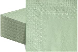 NATNARR 60 Stück Servietten Salbeigrün 25 x 25 cm, 2-Lagige Cocktailservietten Salbeigrün Servietten Eukalyptus Hochzeit Einwegservietten für Geburtstag Babypartys Hochzeiten