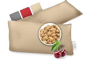 ‎SMØLA smøla Kirschkernkissen Nacken Schulter für Mikrowelle I Körnerkissen Lang 58x12cm I Wärmekissen 100% Baumwolle I 650g Kirschkerne I Natürliche Wärmflasche, Sandbeige