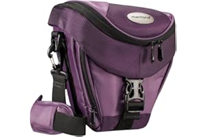 Torba na aparat Mantona Colt - uniwersalna torba z szybkim dostępem, ochroną przed kurzem, paskiem do noszenia i przegrodą na akcesoria, odpowiednia do lustrzanek DSLM i DSLR, fioletowa