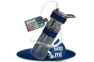 boddels Trinkflasche mit Strohhalm und rutschfestem Griff | 600 ml | Sport Trinkflasche auslaufsicher und bruchsicher | Wasserflasche Schule, Uni, Fitness, Outdoor | Trinkflasche Sport | BPA-frei