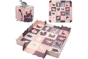 ASENME Tappeto da gioco per bambini 36 pezzi XL 145x145 cm (Granato)