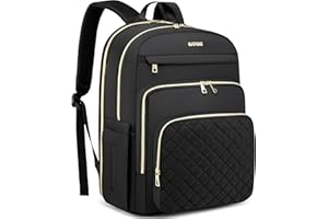 ‎CAFELE Cafele 17.3 Zoll Laptop Rucksack, gesteppter Arbeitsrucksack für Frauen Lehrer Bookbag, wandelbare Reise Rucksack Geldbörse für Frauen Krankenschwester, schwarz,2326H-02