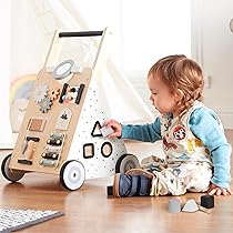 Trotteur En Bois Pour Bébé Avec Centre D'activités Pour Filles Et