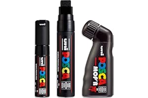 Posca Zestaw markerów o szerokiej końcówce, MOP'R, PC-17K, PC-8K, czarny atrament, 3 sztuki