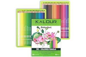 KALOUR PDAS 36-Piece Green Botanical Coloured Pencil Set – Pre-Sharpened Wooden Pencils for Adults, Artists & Beginners – Ideal for Colouring Books, Drawing & Sketching