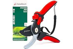 AlpineReach Bypass Secateurs for Gardening, Sharp Ergonomic Pruning Shears, Heavy Duty High Carbon Steel Blade Plant Cutting Pruner Clippers, Adjustable Soft Handle for Small & Large Hands, Gift