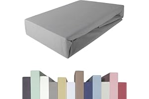 ‎EDDA LUX EDDA LUX Spannbettlaken für 20-40 cm hohe Matratzen, 200 x 220-240 bis 220 x 220-240 cm, Öko-Tex, Baumwolle m. 5% Elasthan, Premium Spannbetttuch für Boxspringbett, in Steingrau