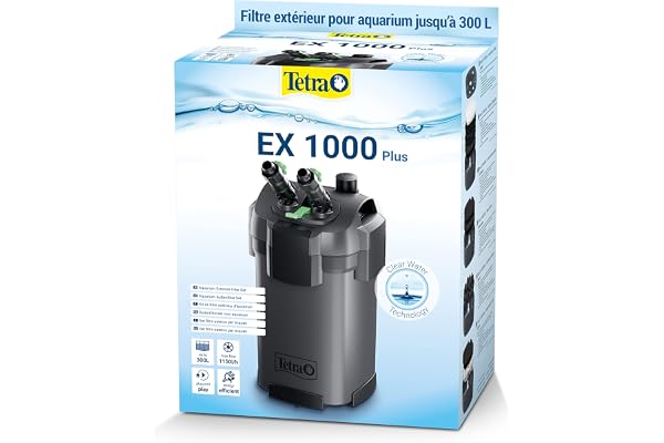 TETRA EX 1000 Plus - Filtre Extérieur pour tout type d’aquarium jusqu’à 150 à 300L – Performant, puissant, silencieux – 5 types de filtration – Fonction de préfiltration - Garantie 3 ans