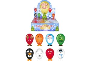 Henbrandt 4 x Assorted Christmas Balloon Heads with Stickers, Feet, and Balloon Xmas Balloons Kids Stocking Filler Party Favour Loot Bag Filler Christmas Eve Box for Boys and Girls