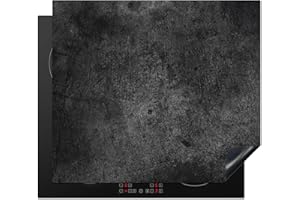 KitchenYeah© Protezione Piano Induzione 60x52 cm Cucina Copri Fornelli Proteggi di Cottura Antiscivolo Tappetino Calcestruzzo - Texture - Retrò - Nero - Grigio - Rustico